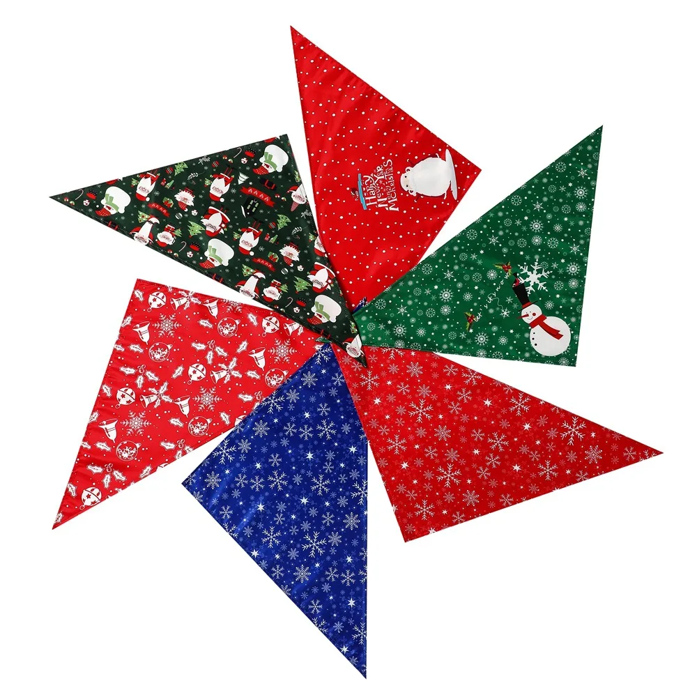 

Factory Direct Pets Christmas Colorful Pattern Pet Dog Triangle Bandana