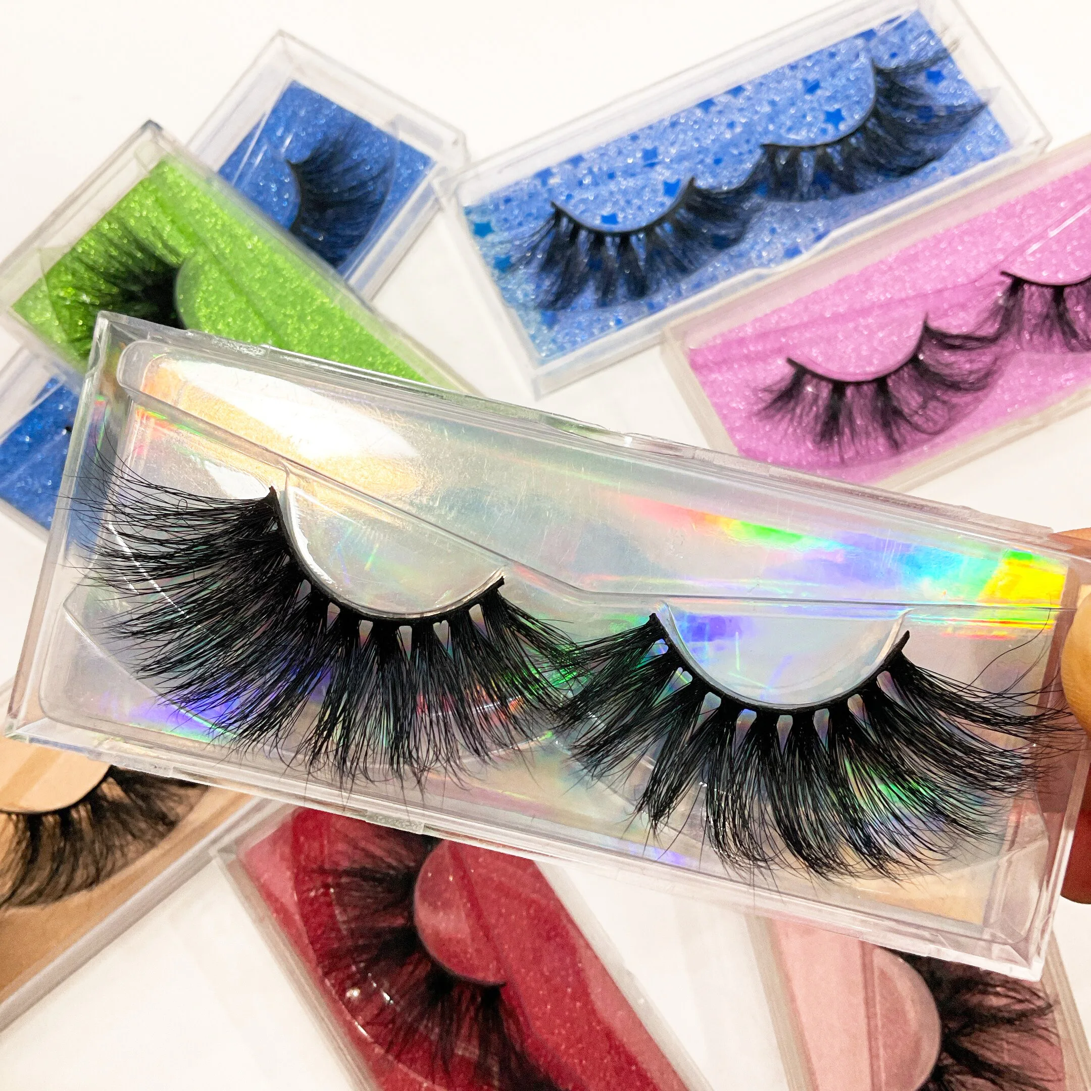 

Bulk Fluffy 25mm Mink Eyelash Custom Eyelash Packaging Handmade Private Label 3D Mink Eye Lashes, Black