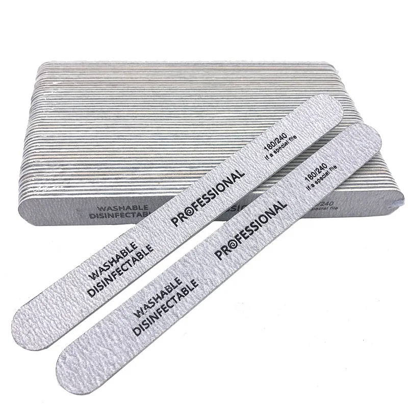 

Professional Emery Board Custom Logo 100/180/240 Disposable Wood Nail File, Grey