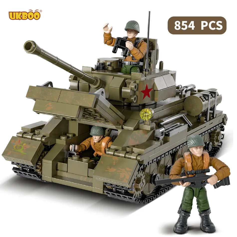 

Free Shipping World War 2 Battle Building Blocks Military WW2 854PCS Soviet T34 /85 Tank Construction Toys for Children