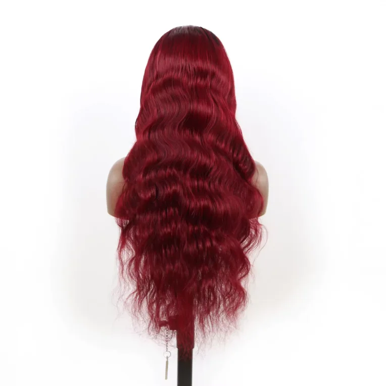 1B/99J Burgundy Body Wave Brazilian Human Hair Wig 13*4 Transparent HD Lace Frontal Wig for Black Women