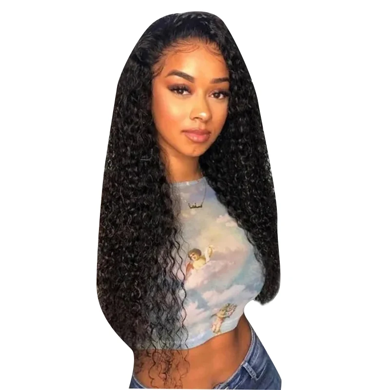 

22 inch black curly hair wigs human hair lace front yexin for black women