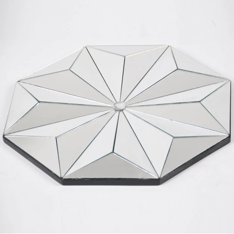 35*35*2.5 cm Light Luxury Household Octagon Wall Decorative Mirrors Geometric Art Silver Wall Mounted Mirror for Living Room