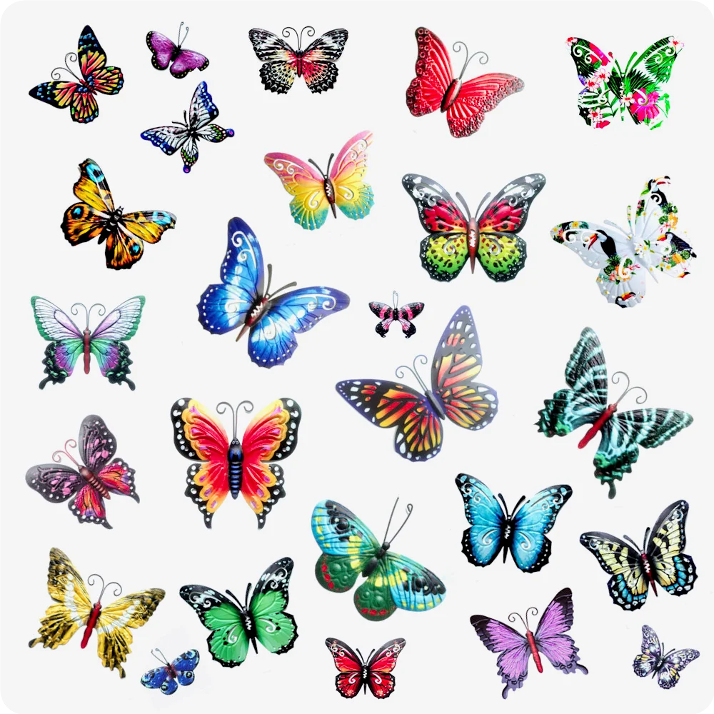 

Factory Price New Desgin Metal Butterfly Colored Butterflies Wall Art Hanging Decor Metal 3D Metal Butterfly