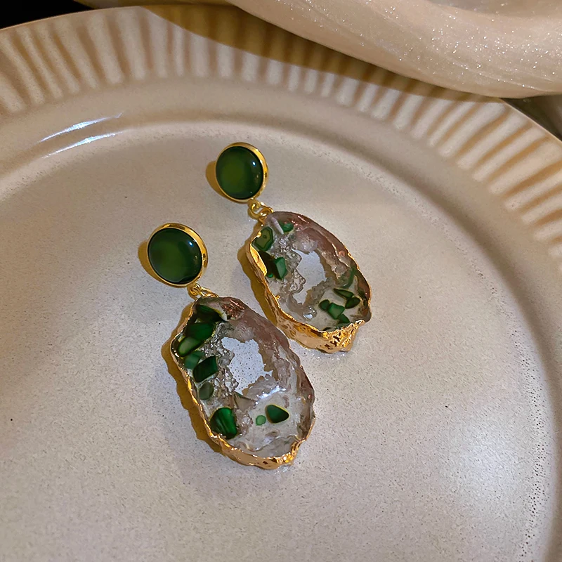 

fashion trendy women green acrylic earrings