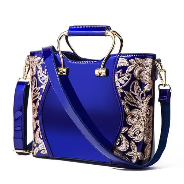 

E2913 New Style Fashion High Quality Patent Leather lady tote bags blue handbags for women