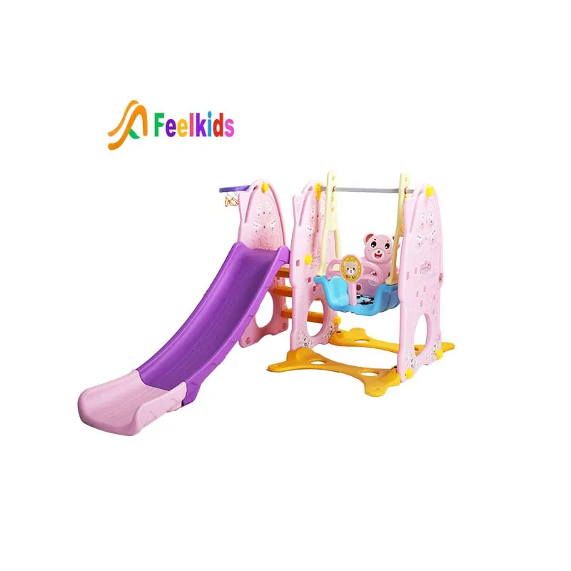 

Feelkids indoor children pink purple blue oem packing outdoor baby swing with slide set for kids