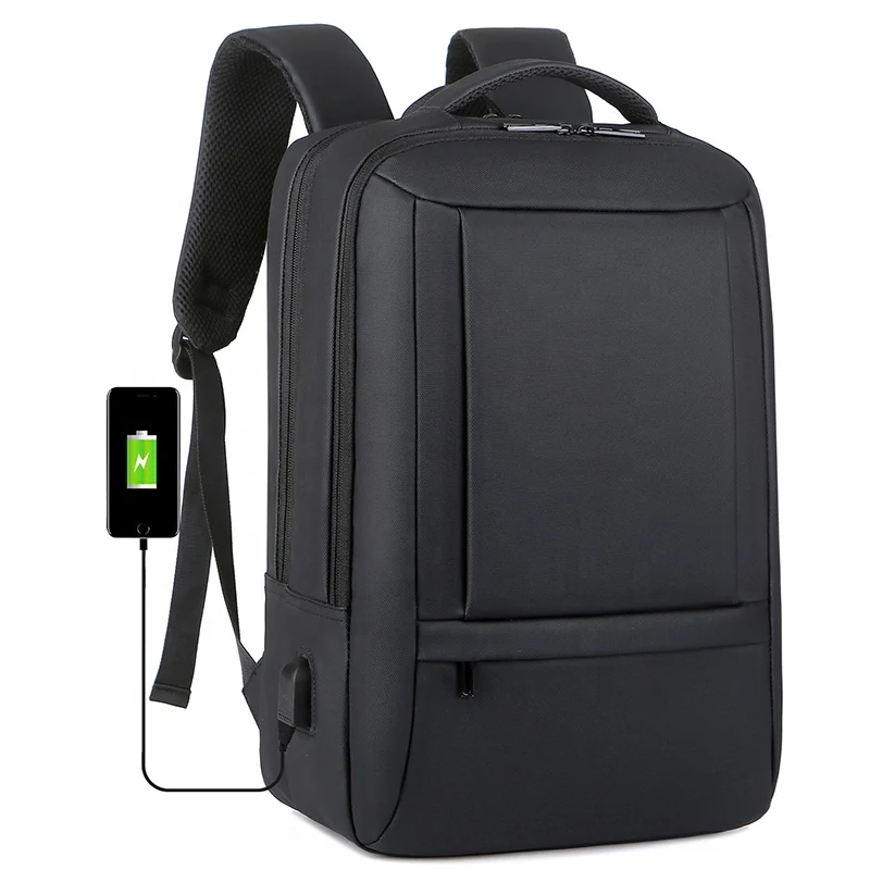 Custom Logo Durable Business Travel Waterproof Oxford School Bag  15.6 Inch Student Laptop Backpack With USB Charging Port