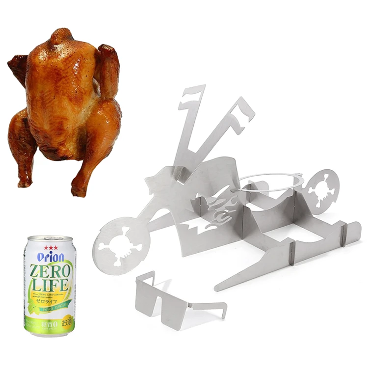 

Hot Sale Chicken Holder Rack Vertical Roaster Popular Motorcycle 430 Stainless Steel Chicken Rack BBQ Roasting Holder