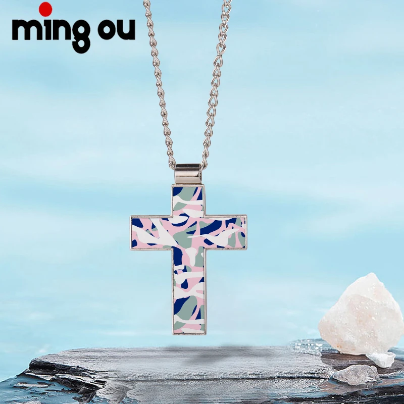 

Jewelry DIY Men's Necklace Pendant Sublimation Blank Metal Cross Necklace
