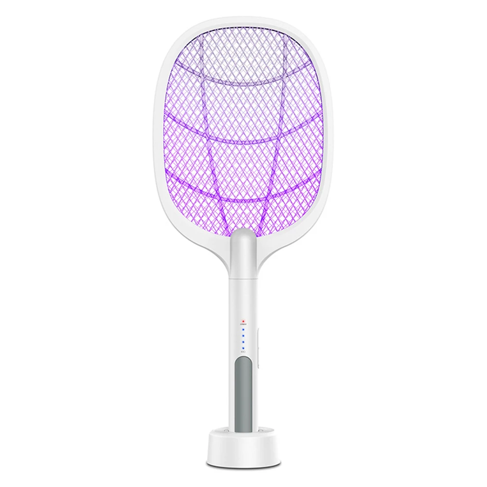 

Swatter Bat Eletrica Killing Electric Rechargeable Chargeable Zapper Circuit Board Price Racket Mosquito Killer, White