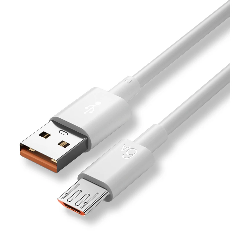 

For Android phone cable 1m 3ft Cables Usb A Micro USB Charge Cable White Charger 6A Fast Charging Kable For Power Bank