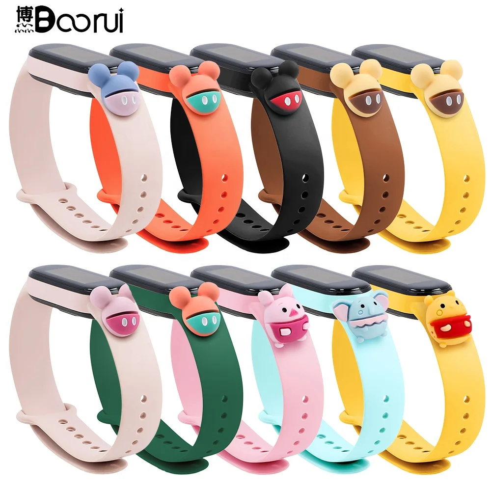 

BOORUI Amazan hot Sale Mi band 5 strap Cute Plastic toy silicone soft comfortable band replacement for xiaomi mi band 3 4 5, Varied colors