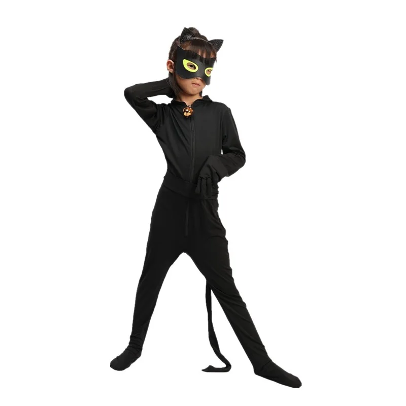 Product Name: Adult Ladybugs Noel Girl Black Cat Halloween Costume Role Pla...