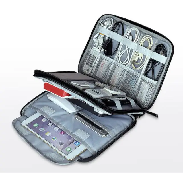 

Stocks double layers best price protective travel digital accessories storage charger cable organizer bag