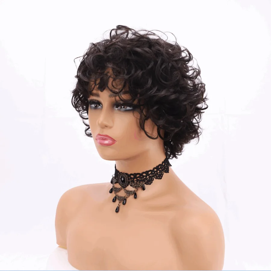 Wholesale Price Natural Black Machine Made Wave Pixie Cut Short Hair Wig Brazilian Human Hair Wig