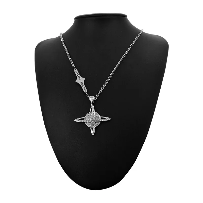 

Vershal B3-390 Vintage Rhinestone Planet Pendant Necklace Stainless Steel Necklace For men Jewelry