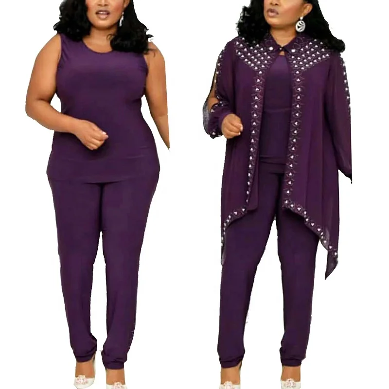 

2021 Cyalaa African plus size women's three-piece chiffon diamond suit autumn/winter