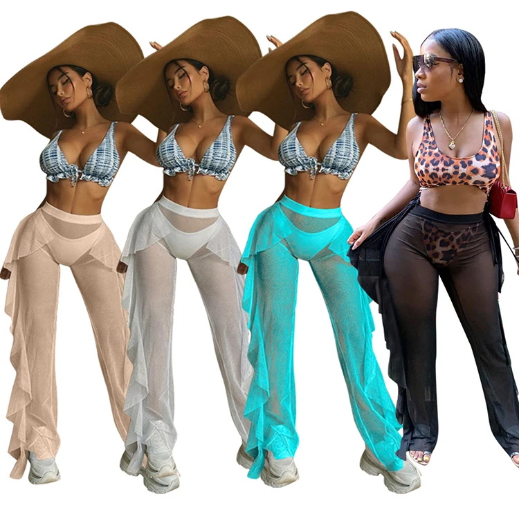 

Sexy Ruffled Beach Pants Swim Pants Women'S Knee Length Pants Women'S Trousers
