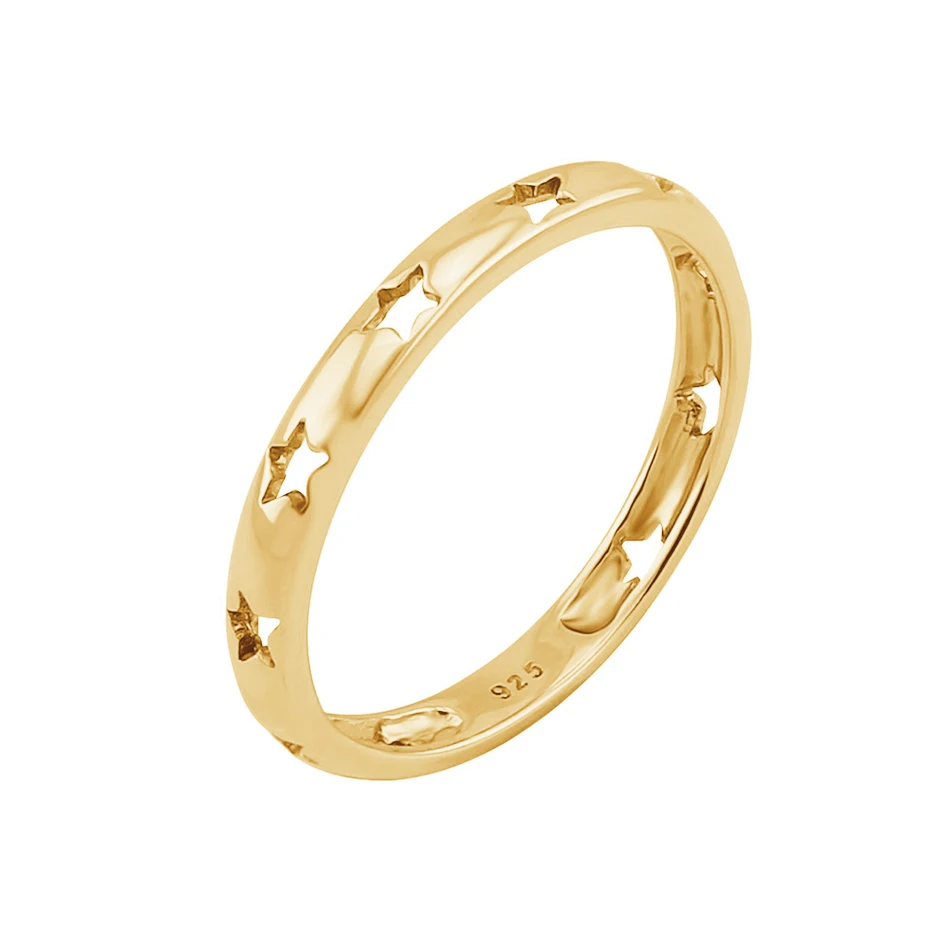 

new popular 925 sterling silver women jewelry fine modern 18k gold plated nice twinkle starry ring
