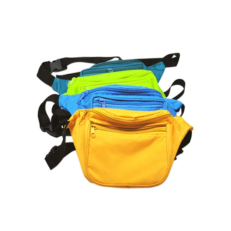 

Small MOQ Ready To Ship Multi-colors 3 zippers Sport Fanny Pack Waist Bag