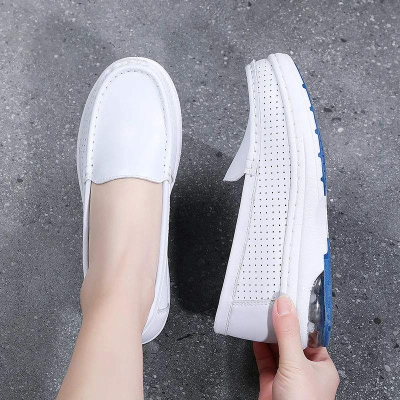 

2021 Fashion Soft Leather Round head Women Casual Flats Ladies Flat Nursing Shoes New Mother single Shoes