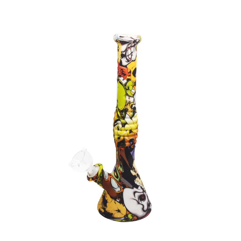 

2021 Manufacturers Hot-selling Explosive Portable Smoking Pipe Fashion Color Graffiti Silicone tobacco pipe, Mix colors
