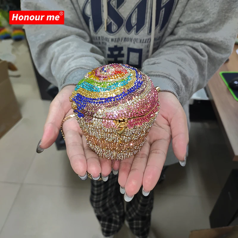 

Mini girls shoulder bag cake high level rhinestone colorful diamond purse shiny clutch luxury handbags for women, Any colors
