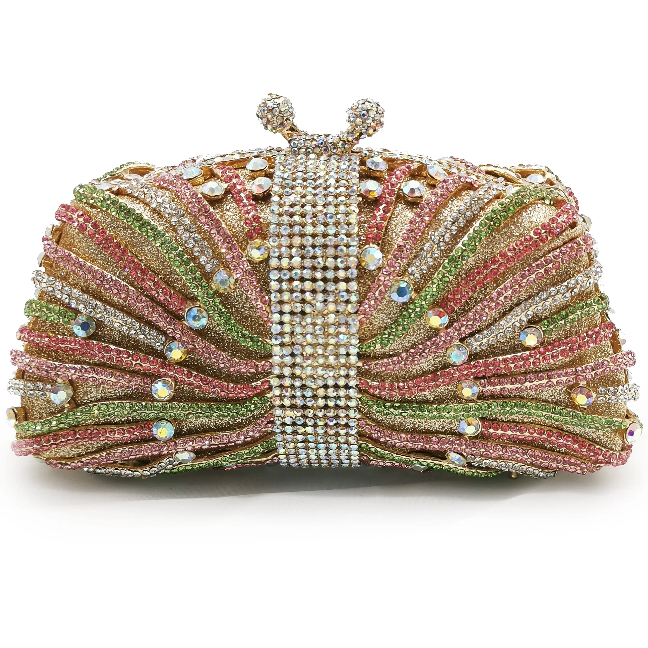 

Purse Rhinestones Clutch Ladies Crystal Evening Party Bag for Women Luxury Handbags Magenta Color Wedding Purses