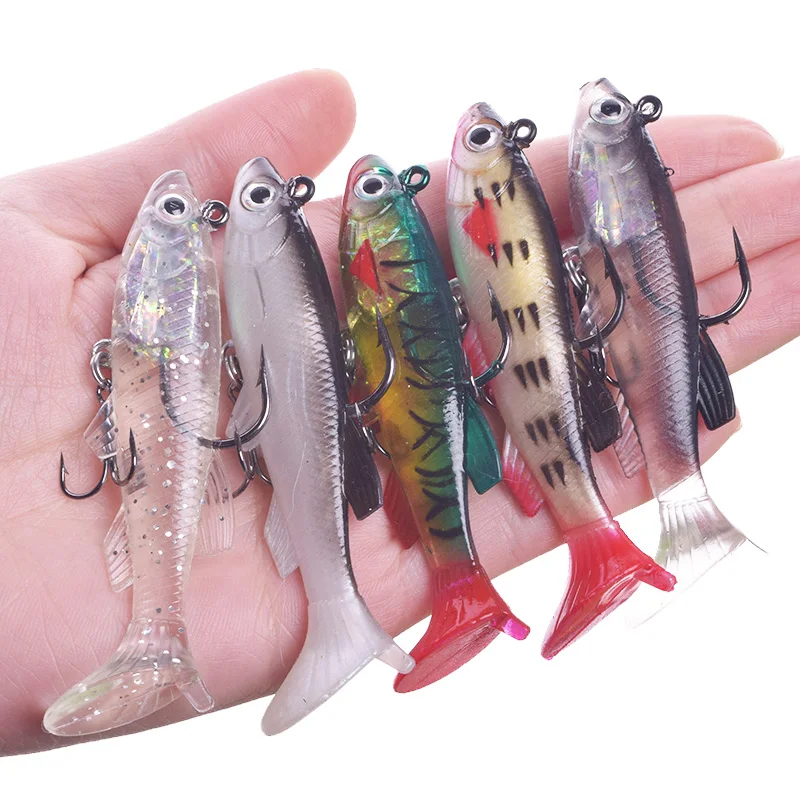 

cheap 9cm14g Soft Fishing Lures Lead Head Fish Isca Artificial Wobbler Silicone Worm Shad Bait Bass Carp jig Sea Fishing Tackle, 7 color