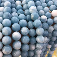 

Dominican Blue Larimar Gemstone Beads Smooth Round 15'' 6/8/10/12mm Natural Stone Bead For Jewelry Make DIY Bracelet Necklace