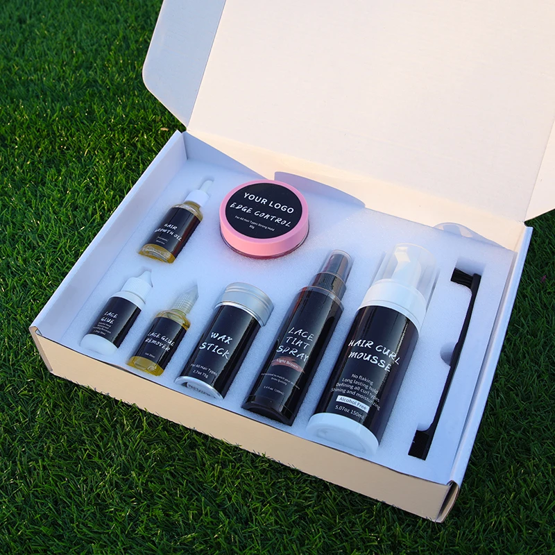 

OEM one Set Wig Kit Private Label hair growth oil waterproof Lace Glue hair wax Lace Hair Products With Custom Packaging