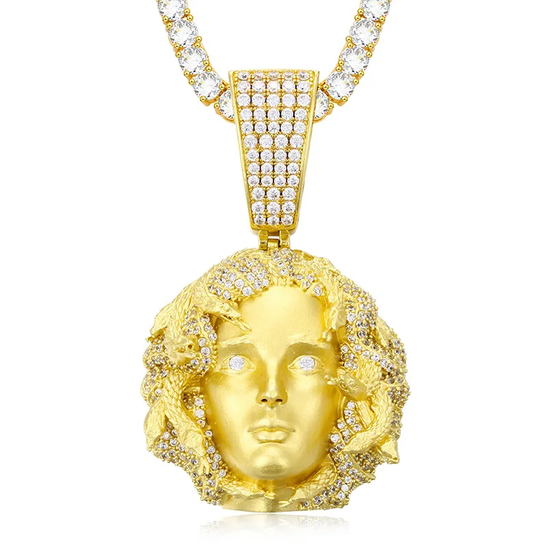 

OEM Gold Silver Color Iced Out Chain Cubic Zircon Religious Ghost Jesus Head Pendant Necklaces Men Gifts Hip Hop Bling Jewelry