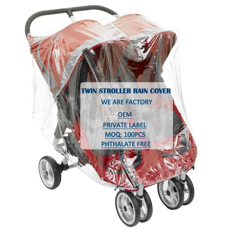 

Universal Baby Jogger Red Kite Zoe Double Bob Stroller Buggy Pram Pushchair Plastic Rain Cover Weather Shield, Transparent