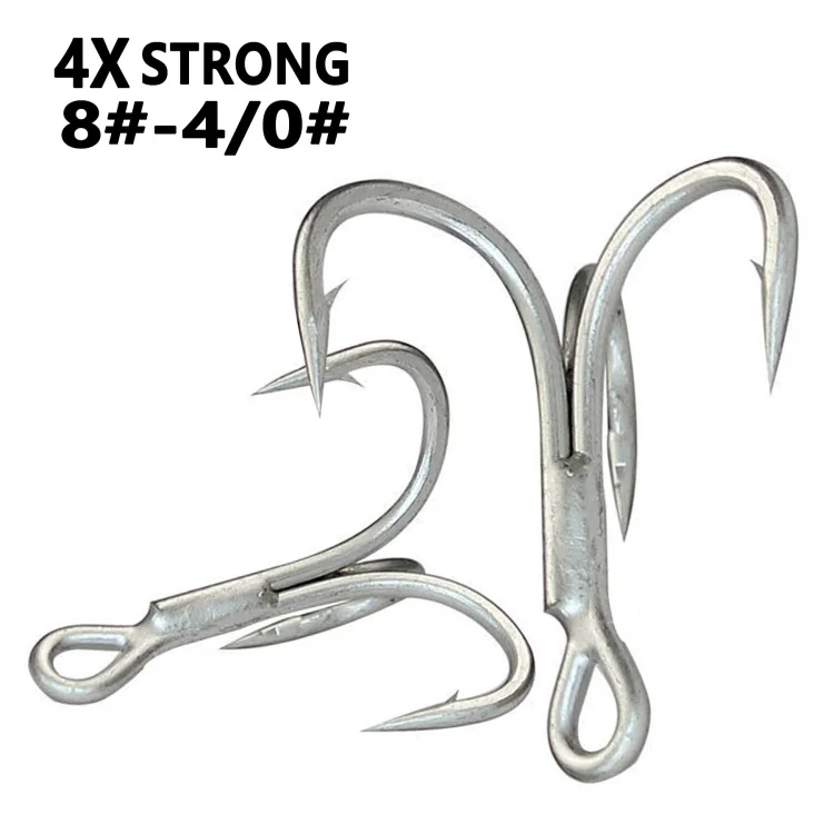 

TOPLURE 4X #8 to #4/0 Super Strong Tremble Hooks with Barbs Anchor Hook Seawater Resistance Hi-Carbon Steel Fishing Hook