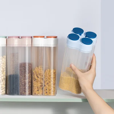 

Grain Storage Box With Compartments Food Plastic Storage Tank Kitchen Food Storage Dry Goods Sealed Tank