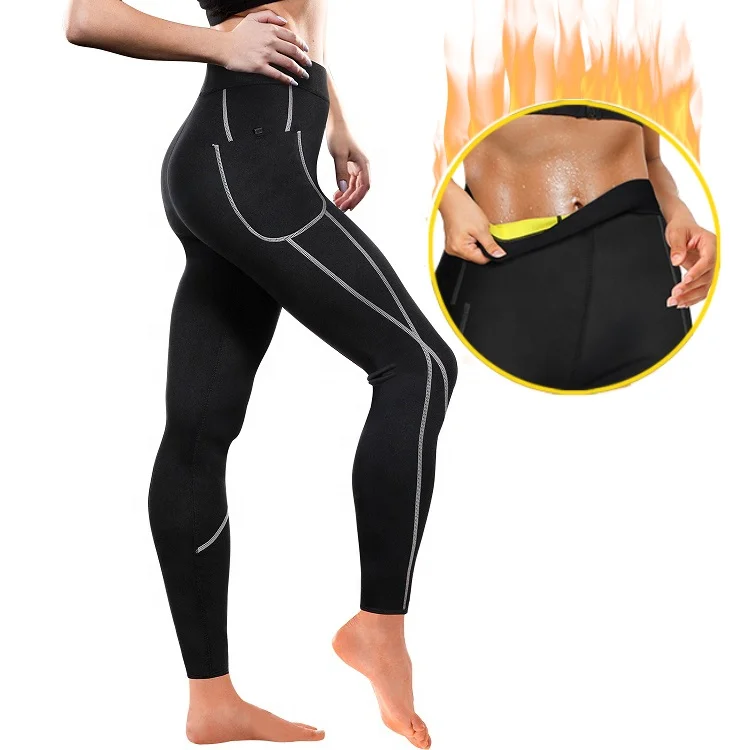 

Womens thigh slim weight loss hot neoprene sauna sweat body shaper waist trainer leggings, Black, gray, yellow