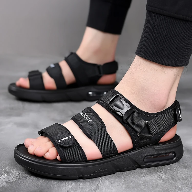 

Customized Logo Sandals men's summer leisure sports beach wear outside summer breathable personalized sandals tide anti-skid, Black