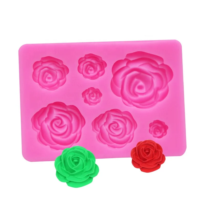 

7 in 1 rose flowers cake fondant mold chocolate candy food mold customization baking tools decorating, As picture
