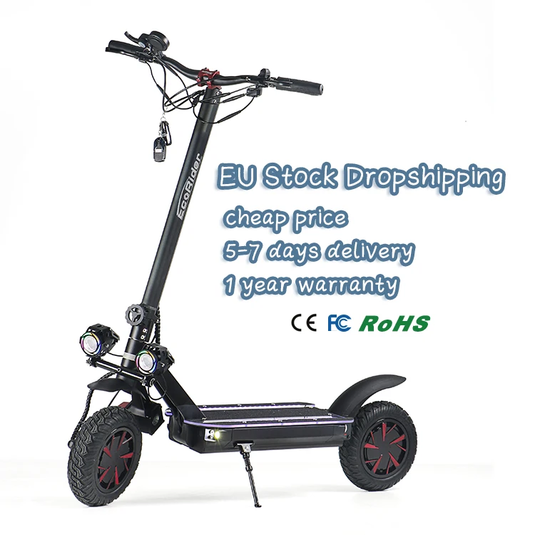 

EU Warehouse EcoRider E4-9 Folding dual motor off road 3600w powerful fast scooter electric adult, Black