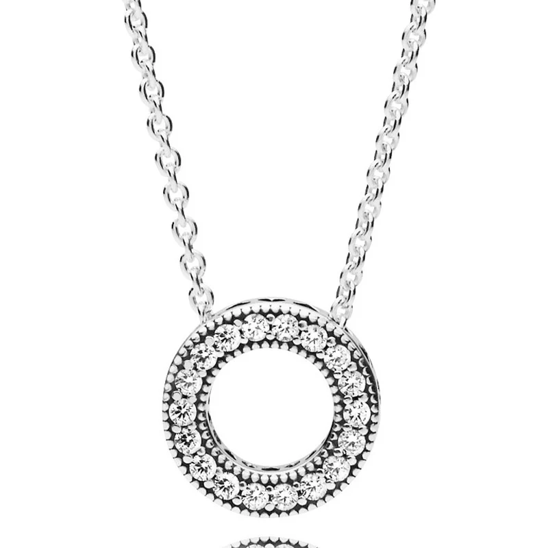 

Pendant Necklace with Cubic Zirconia brass Adjustable Chain Necklace For Lady, White