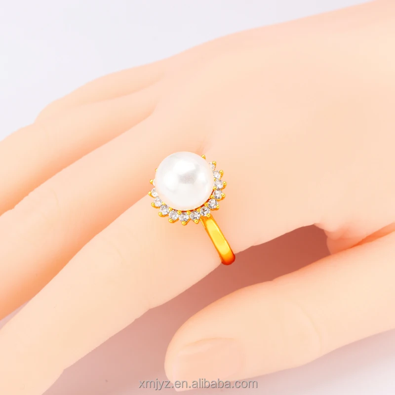 

Korean Fashion Wholesale Sun Flower Ring Ins Creative Freshwater Pearl Open Ring Female Jewelry Finished Ring