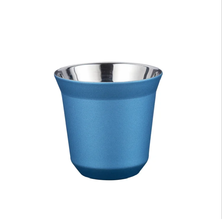 

Stainless Steel Coffee Cup, Espresso Cups, Double Wall Thermally Insulated Capsule Coffee Cup, Blue 80 ml, Customized color