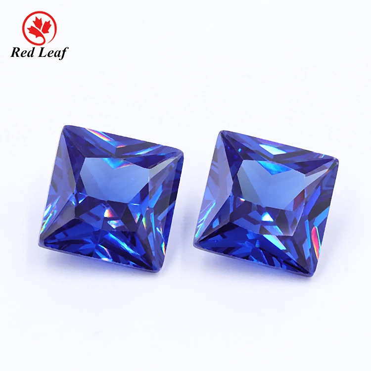 

Redleaf Jewelry wholesale synthetic zircon crystals square shape tanzanite color crystals zircon