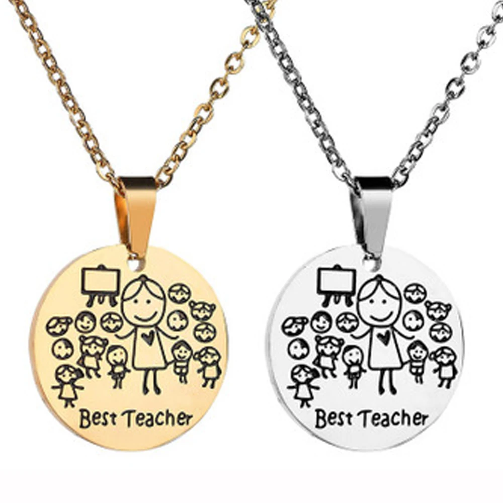 

Creative Cartoon Kindergarten Mom and Dad Round Pendant color-fast Necklace