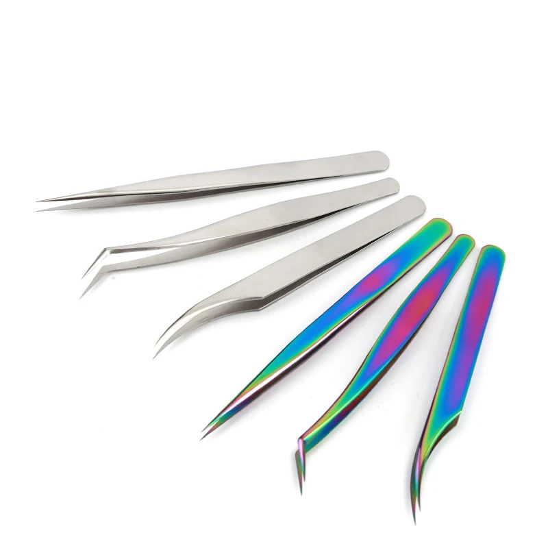 

Professional Private Label Stainless Steel Eyelash Extension Tweezers With Your Own Logo Eyelash Tweezer, Rainbow+silver