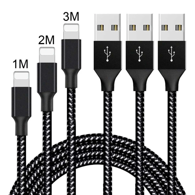 

Durable nylon braided usb charging cable for iphone, Reb/blue/silver