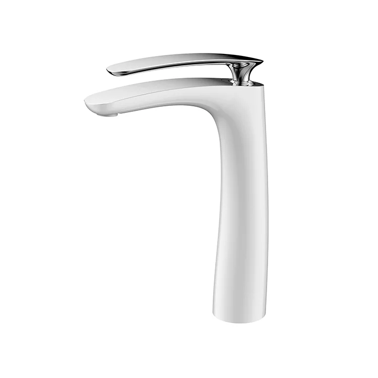 

AMAXO White Chrome Single Lever Bathroom Basin Faucet Mixer Tap Brass Sink Faucet