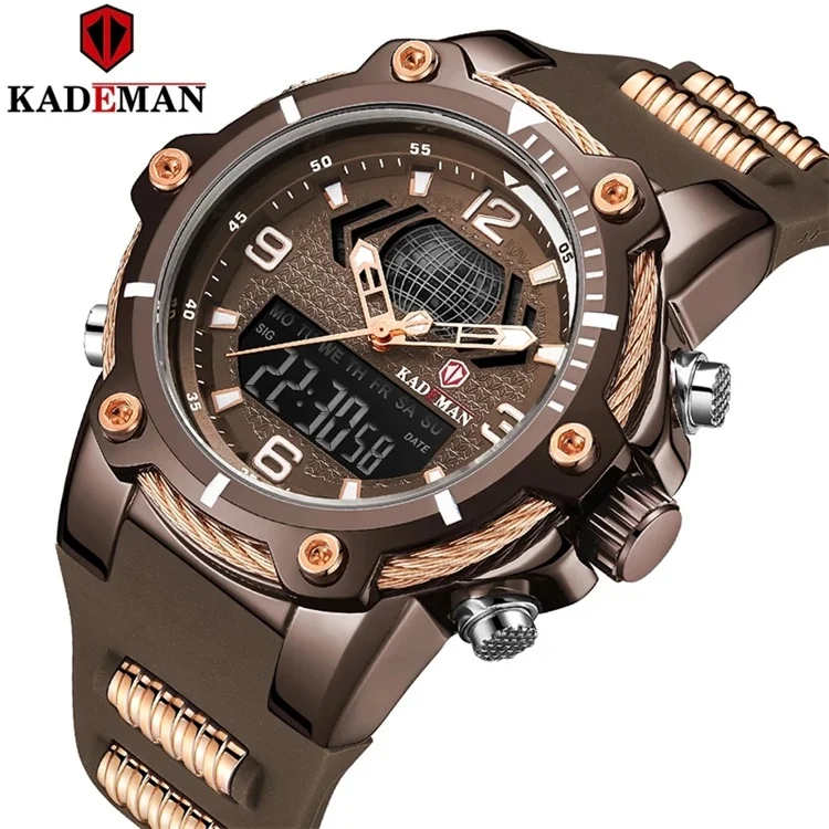 

KADEMAN Military Watches Dive 30M Rubber Strap LED Watches Men Top Brand Luxury Quartz Watch 2021