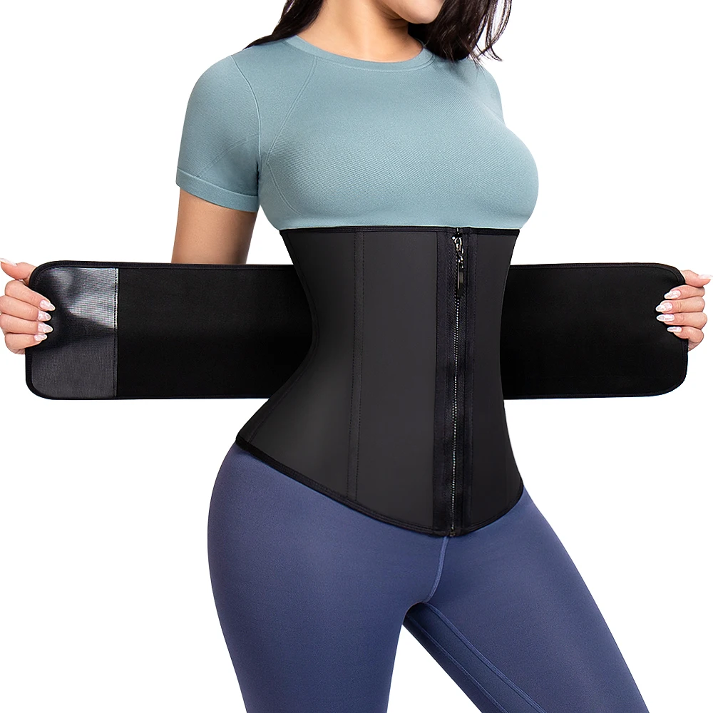 

Women Curvy Slimming Waist Cincher 1 Belt Adjustable Sauna 9 Bone Latex Waist Trainer